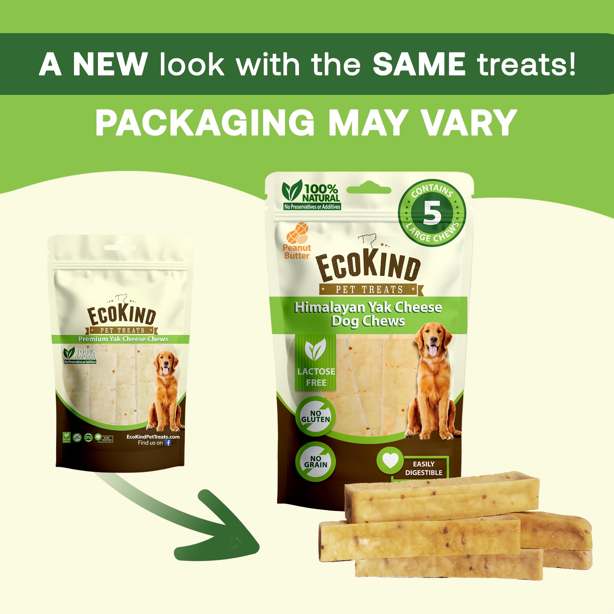 EcoKind Premium Gold yak cheese dog chew 6in size for prolonged chewing.