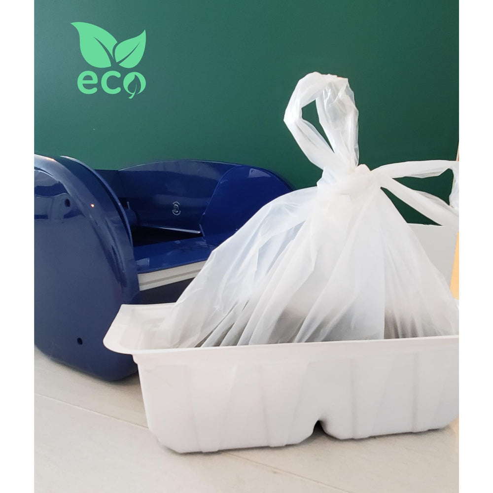 EcoLeo liner placed inside a LitterMaid receptacle.