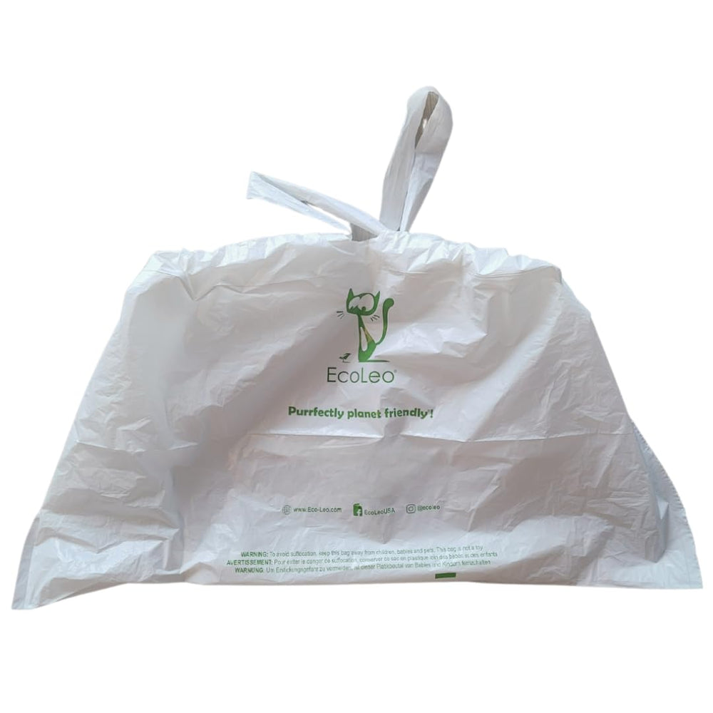 EcoLeo opaque white unscented liner bag ensuring discreet waste containment.