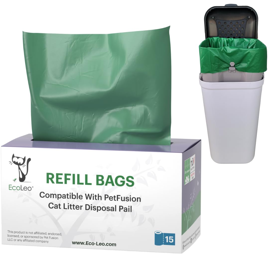 EcoLeo Pet-Fusion bags roll with dispensing box for easy waste disposal.