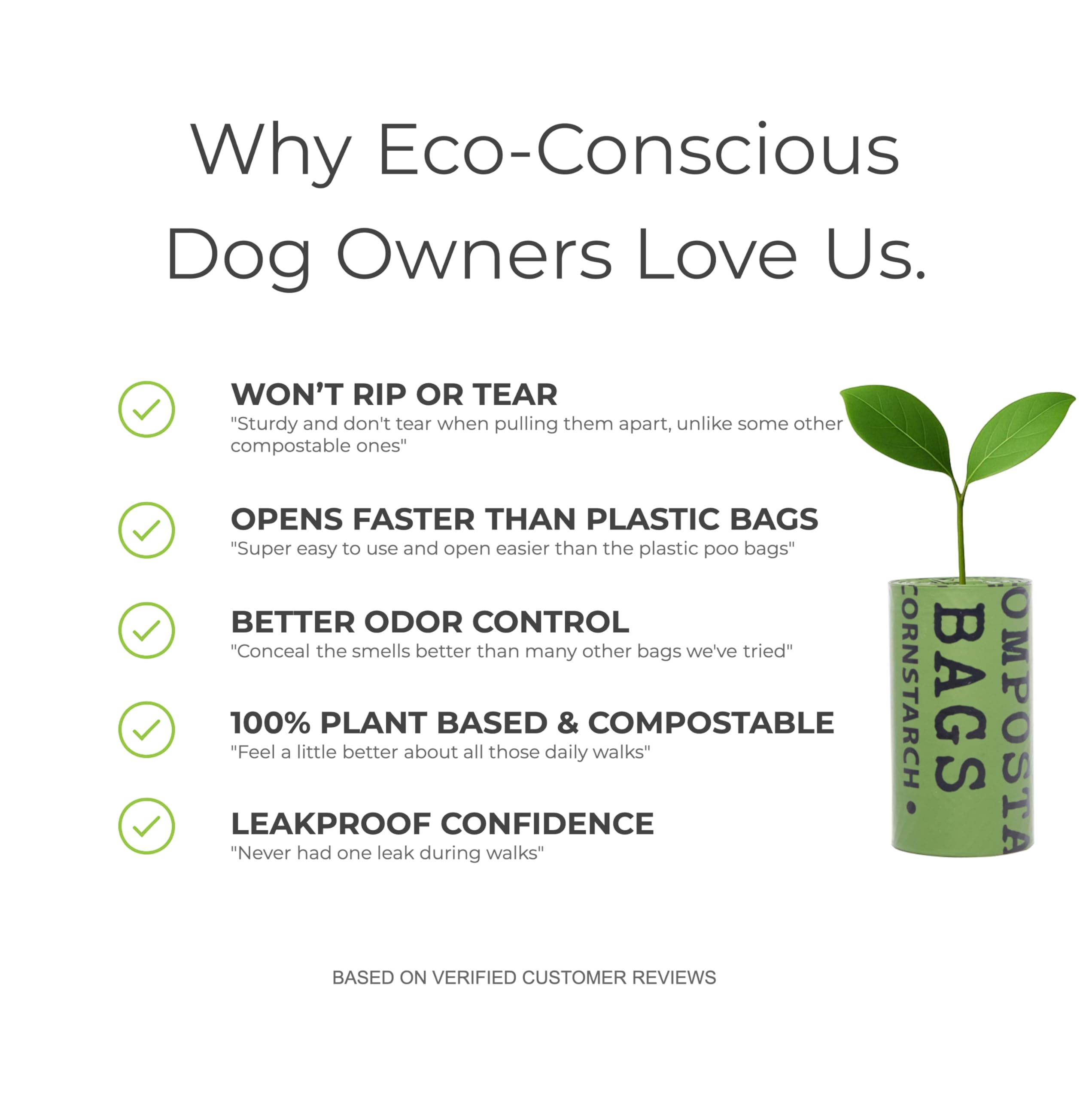 EcoLove Paws bags with peelable seals simplify bag removal on walks.