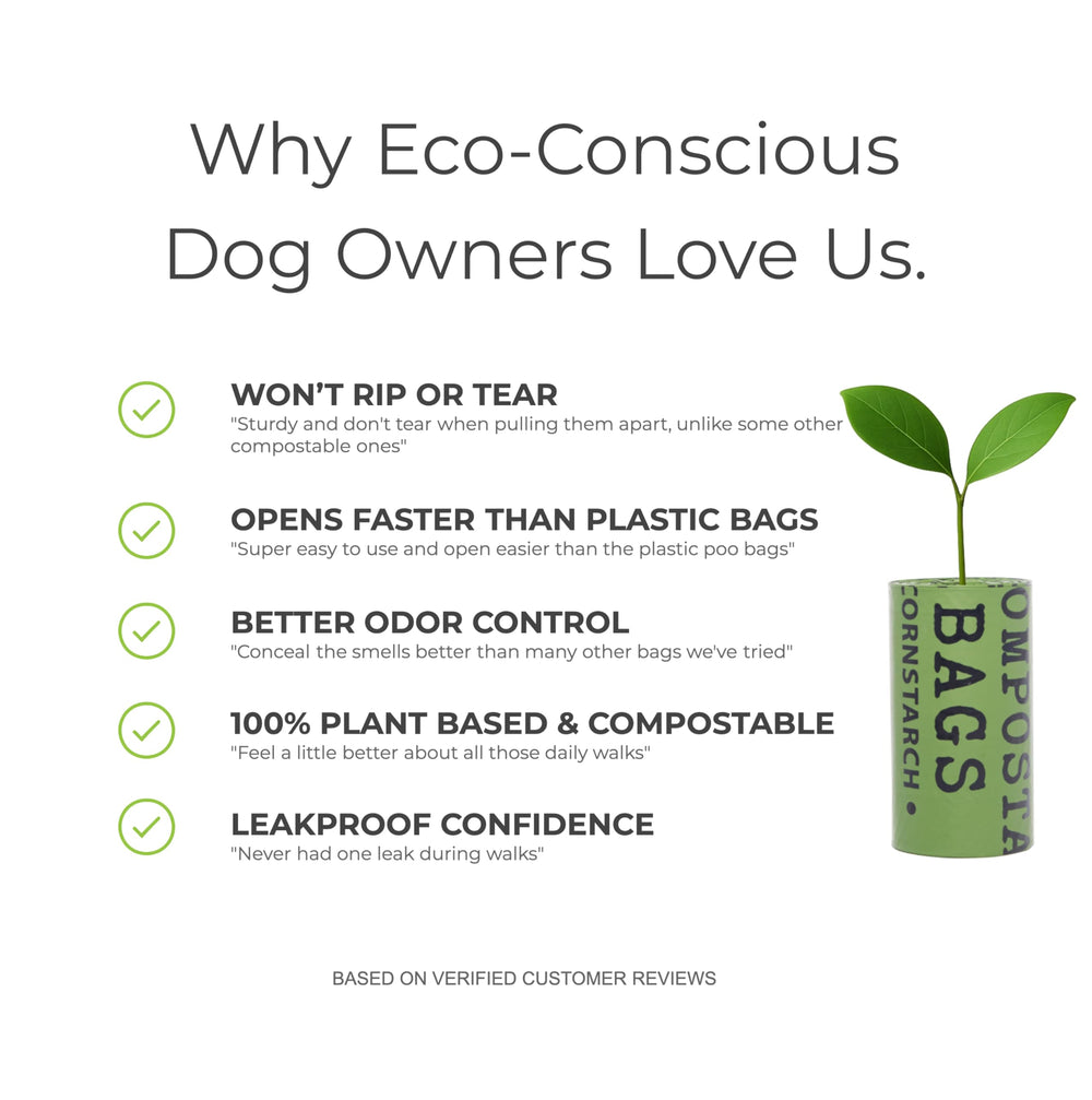 EcoLove Paws bags with peelable seals simplify bag removal on walks.