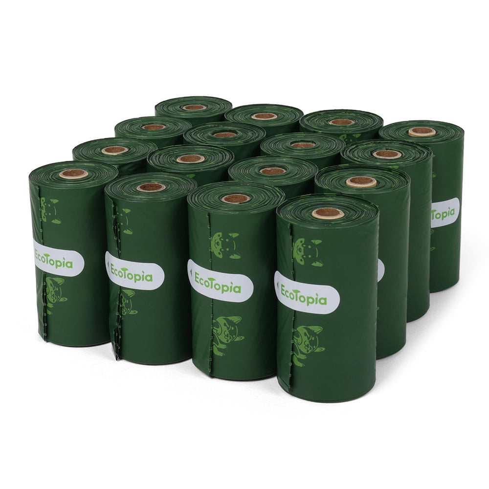 EcoTopia extra thick bags measuring 13x9 inches prevent leaks during cleanup.