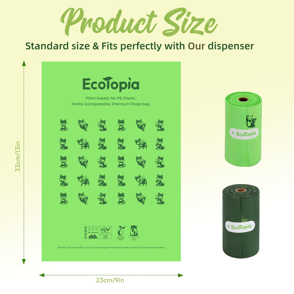 EcoTopia tear free dispensing roll enables smooth bag separation on the go.