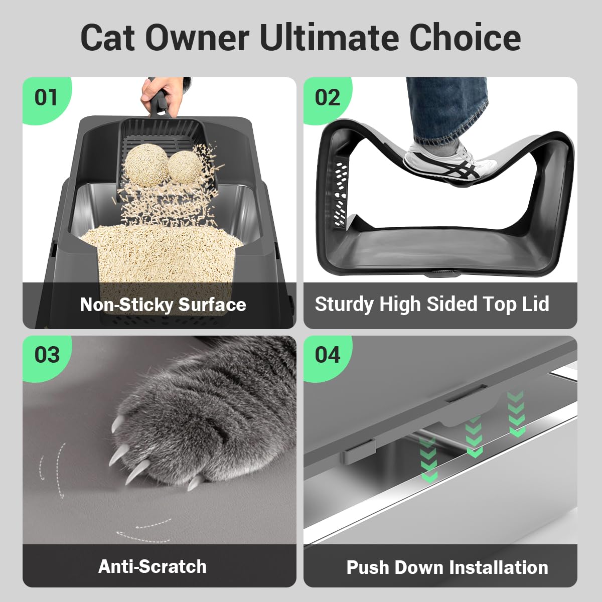 Ecsdsvsd XL litter box with lid attached for privacy and containment.