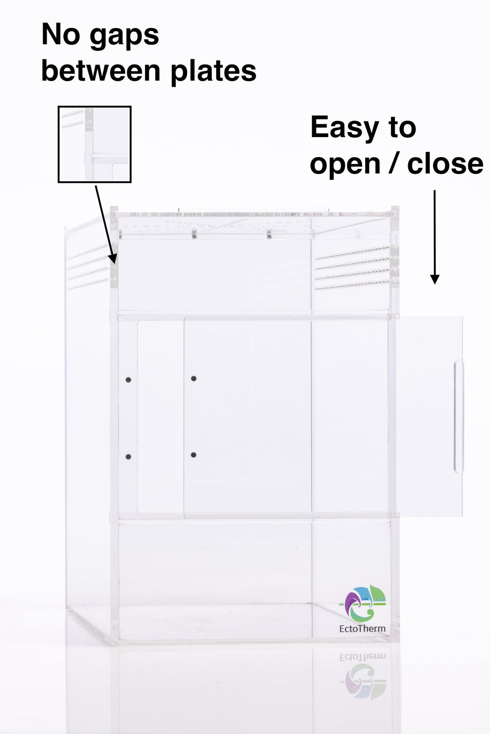 EctoTherm Jumping Spider Enclosure dual doors enable safe access and web preservation.
