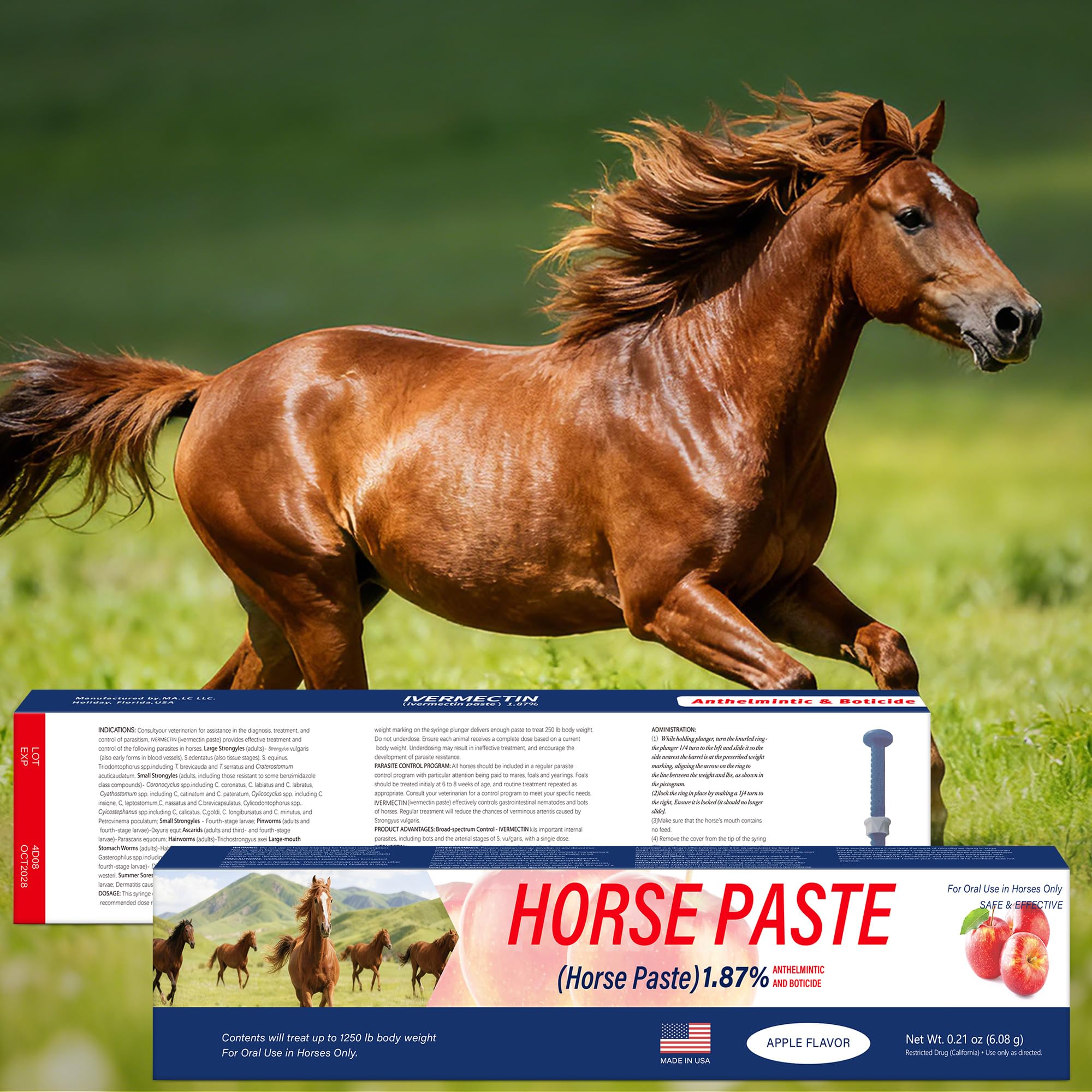 Edoia Apple Flavored Horse Paste texture close-up indicating smooth consistency.