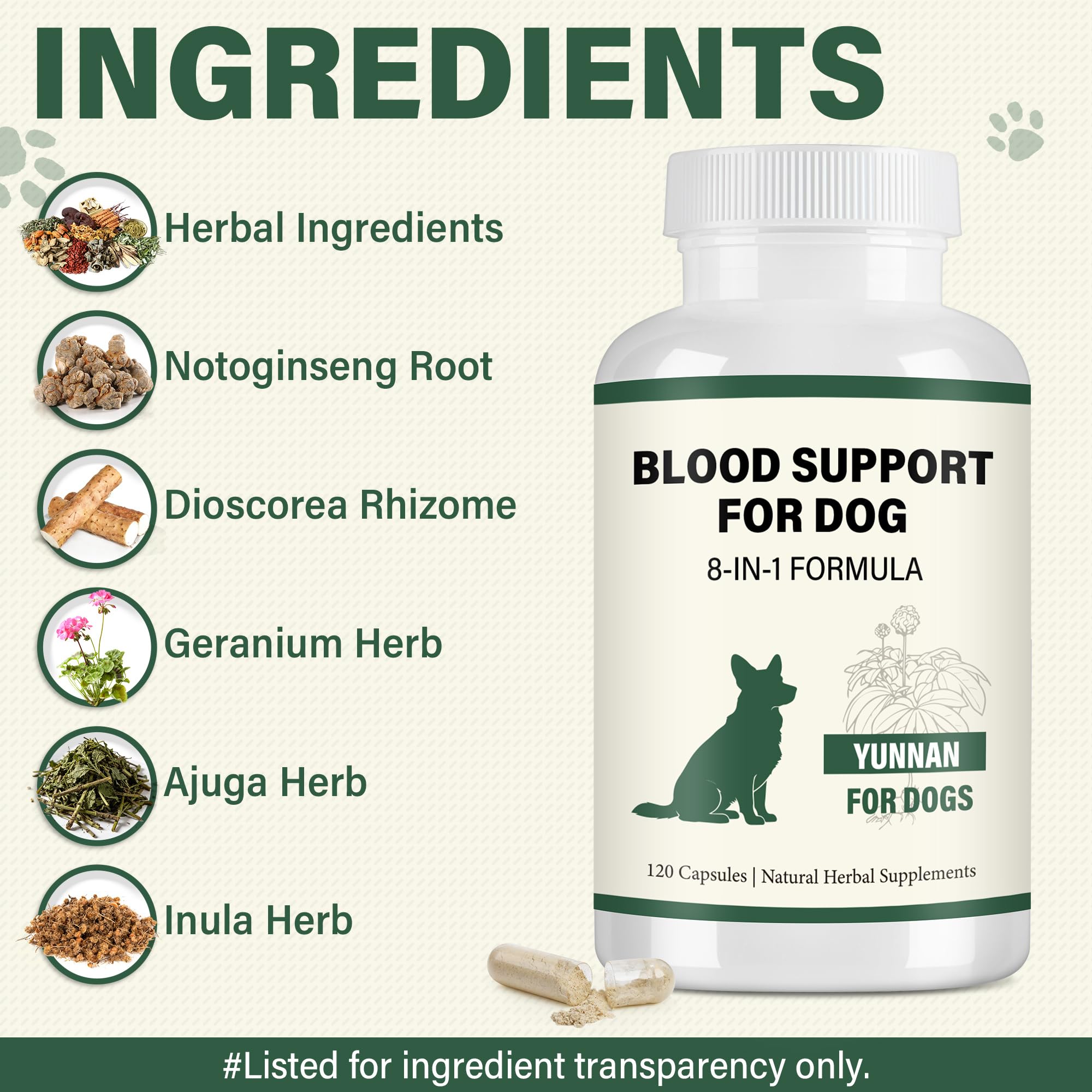 edoia traditional herbal Sanqi formula for holistic dog wellness.