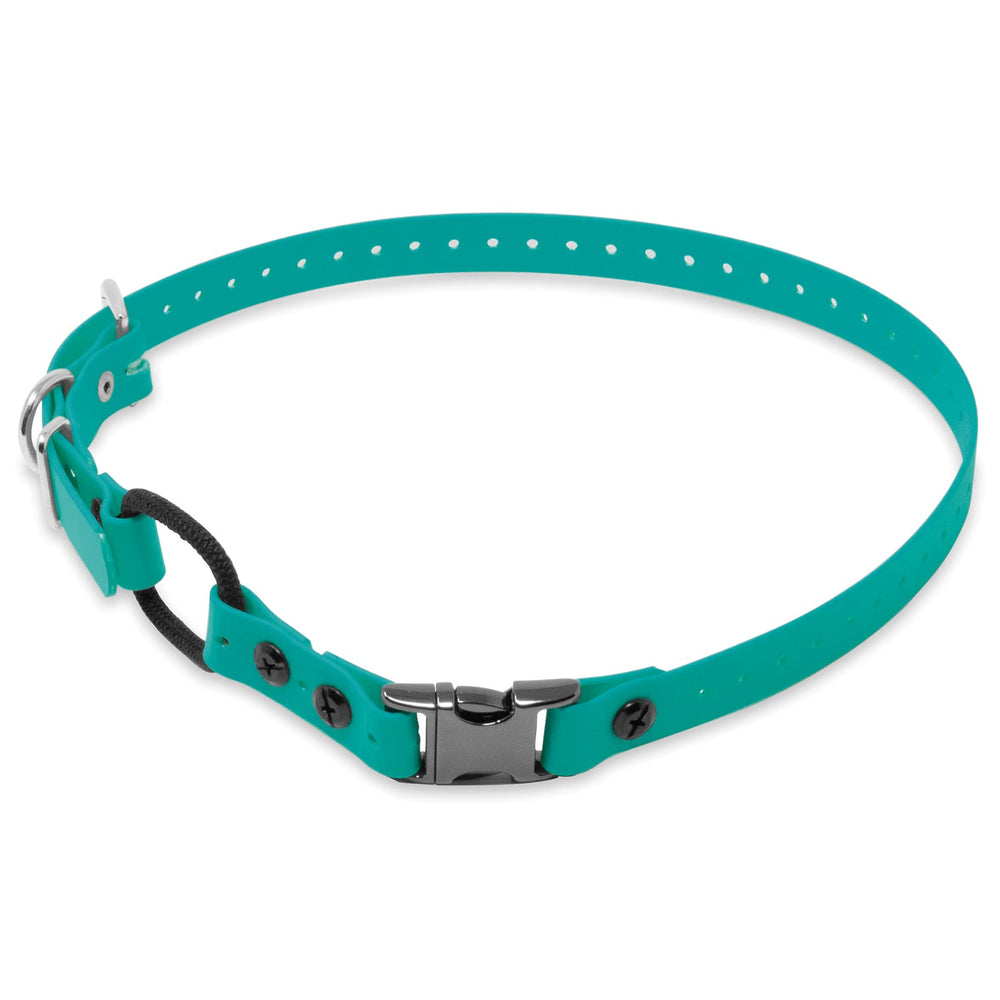 Educator 3-4 inch quick snap bungee collar closeup for secure on/off