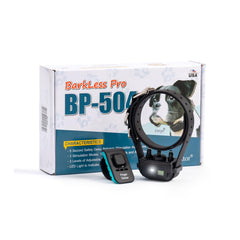 Educator BarkLess Pro collar on dog neck for training and calmer barking control.