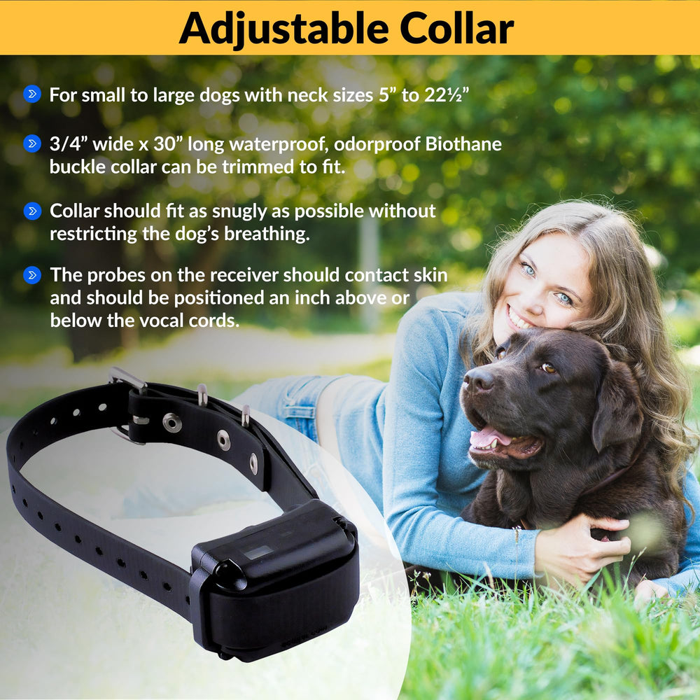 Educator BarkLess Pro closeup shows trim-to-fit Biothane strap.
