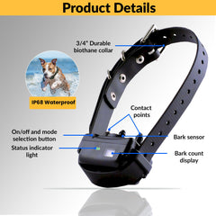 Educator BarkLess Pro waterproof collar closeup ready for outdoor use.