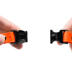 Educator bungee collar orange texture closeup illustrating comfort stretch