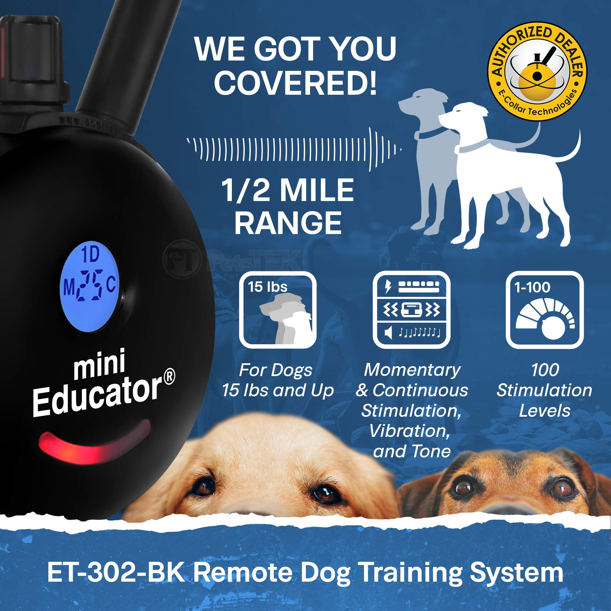 Educator ET-302 remote control for dog training sessions in any location.