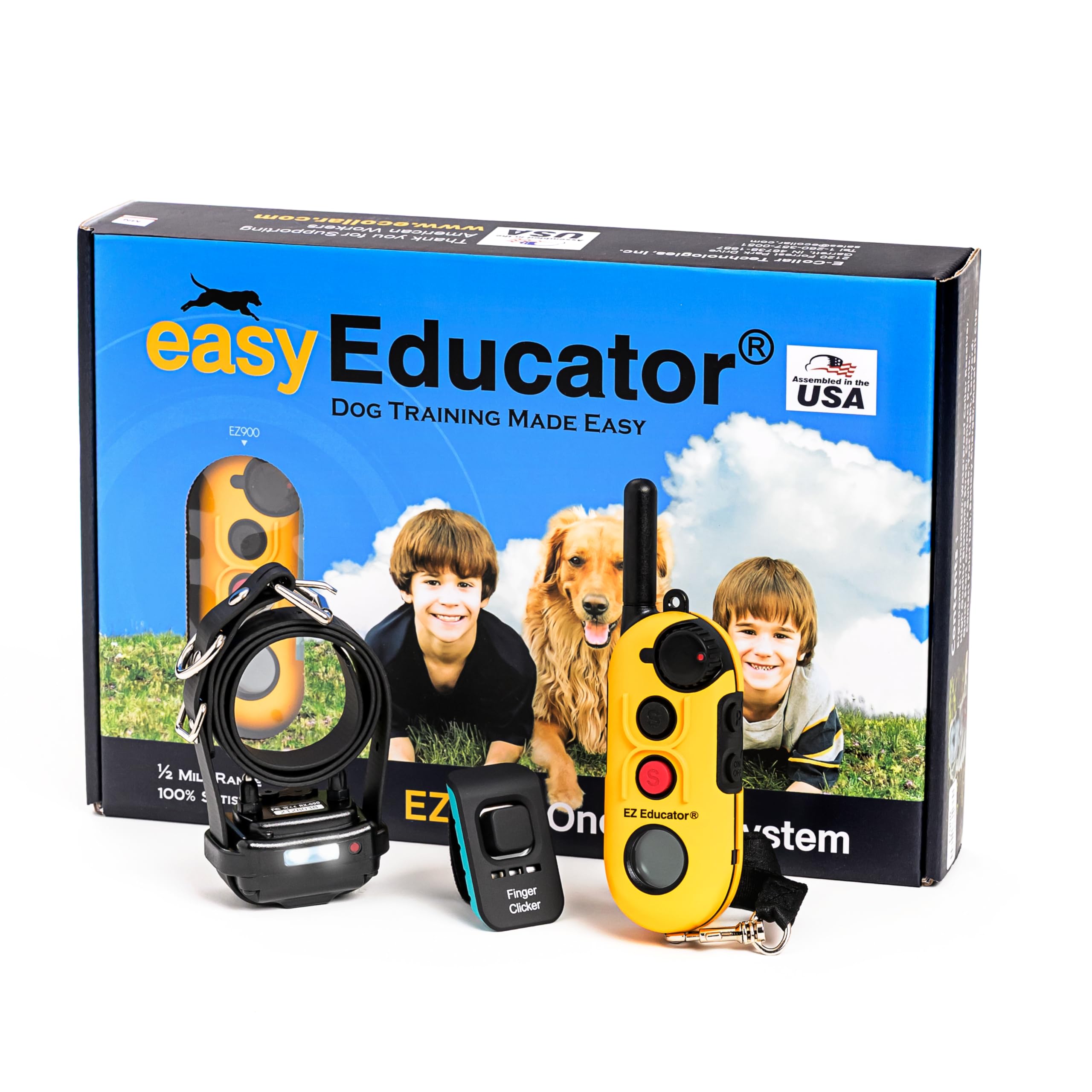 Educator EZ-900 half-mile trainer collar for small to medium dogs, humane vibration training.