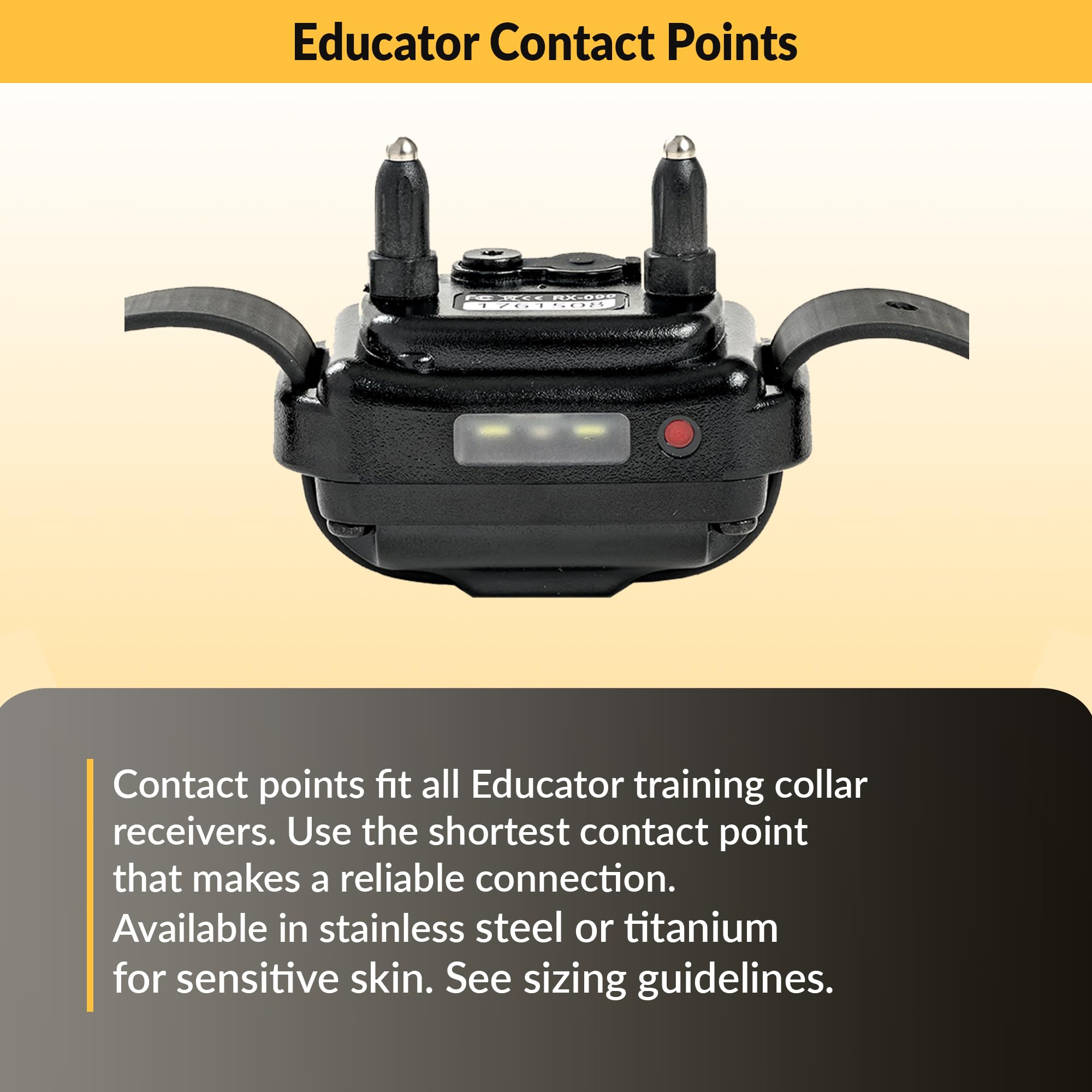 Educator titanium contact point compatible with models 300, 400, 800, 1200 for sensitive skin.