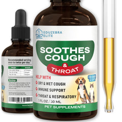 EduZebra Kennel Cough Drops bottle on the go for pet cough relief.