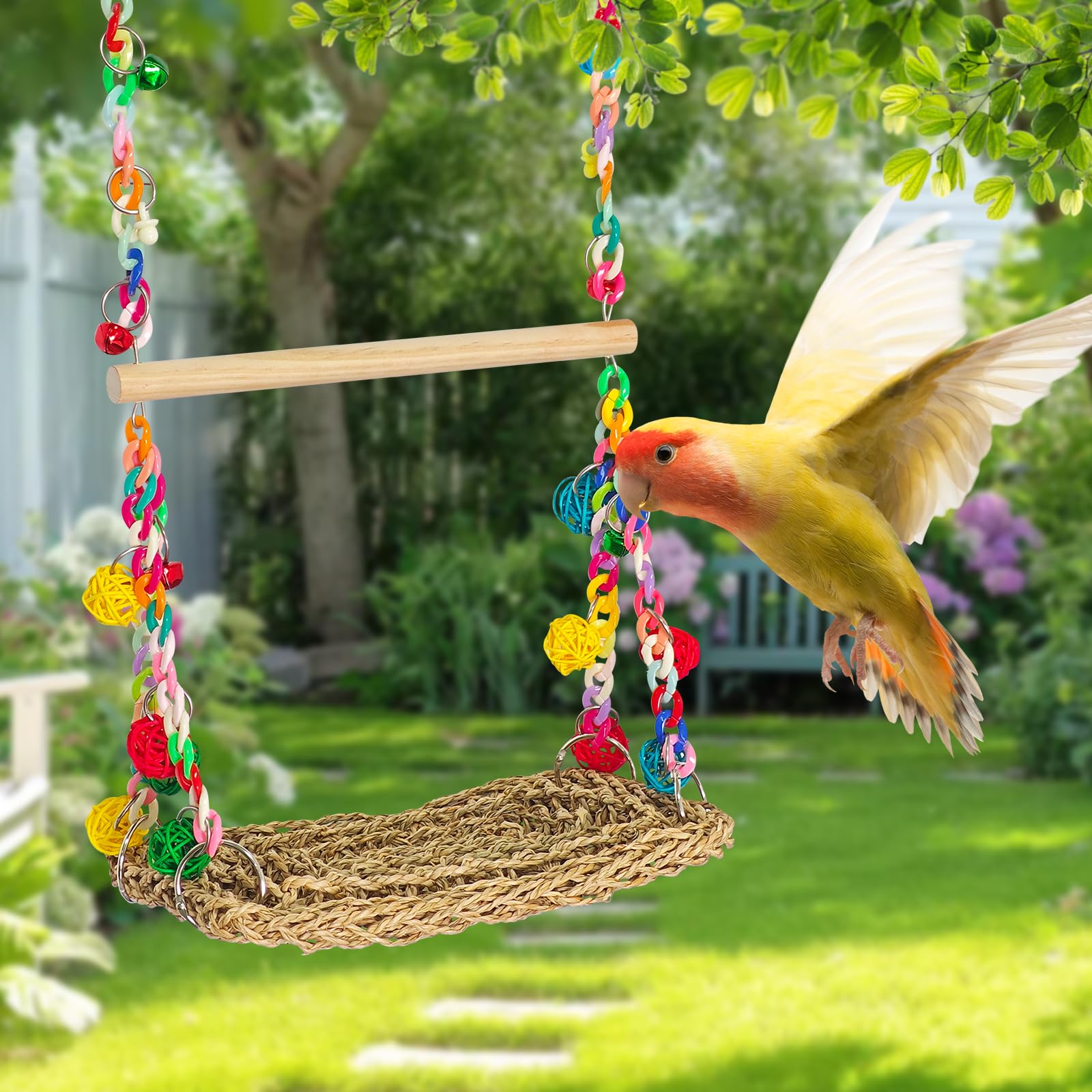 Eeaivnm woven climbing mat encourages exercise and exploration.
