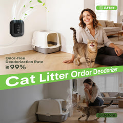 EEeland odor eliminator in action near litter box improving freshness
