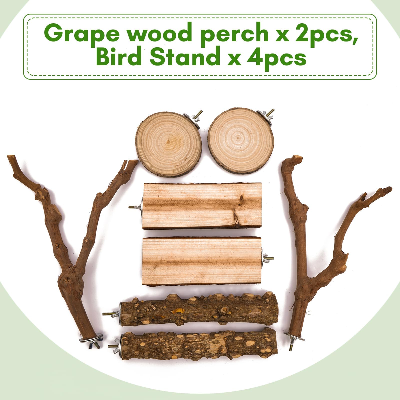 EELLAO square platform perch provides compact standing area for tiny parrots.