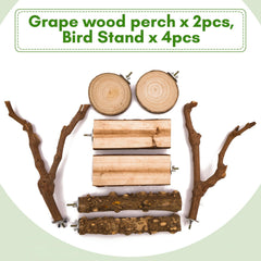 EELLAO square platform perch provides compact standing area for tiny parrots.