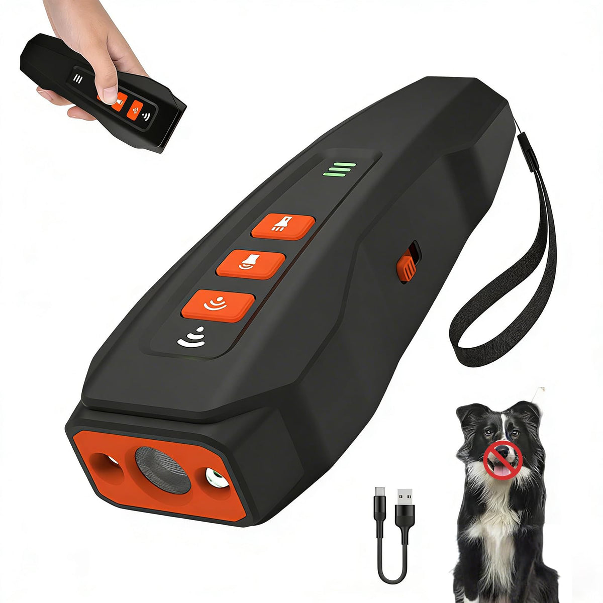 EGBULL upgraded ultrasonic bark deterrent front view for quick, humane training at home.