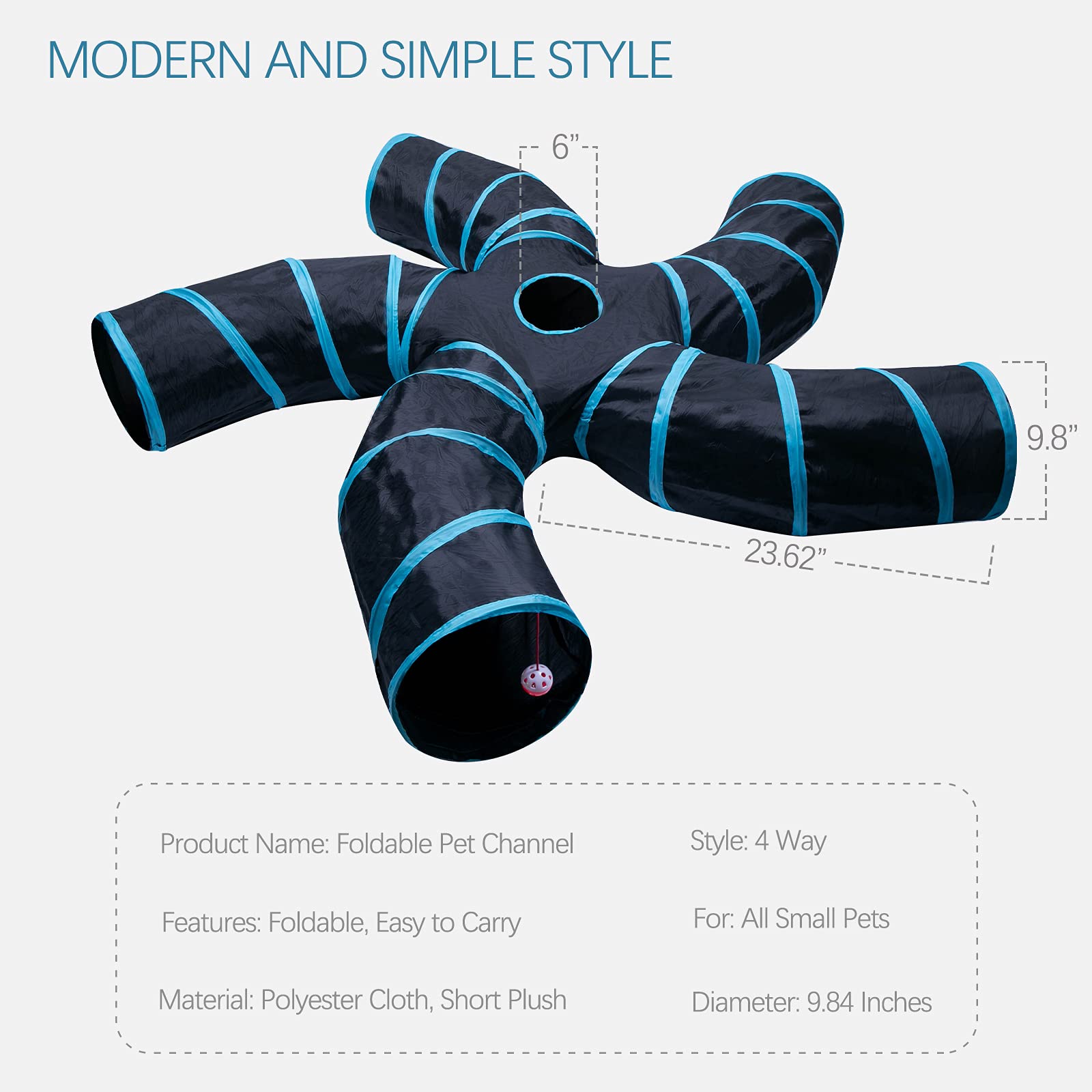 EGETOTA 5-way design cat tunnel enables versatile routes.