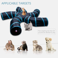 EGETOTA cat tunnel blue and black expanded for interactive play.