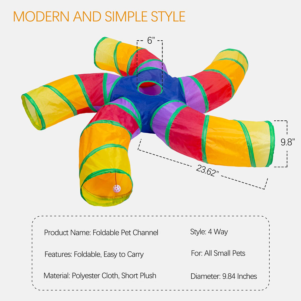 EGETOTA five-way collapsible cat tunnel for space-saving storage