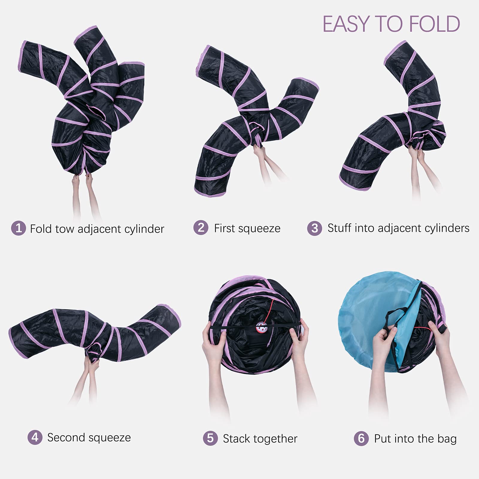 EGETOTA soft polyester tunnel keeps pets comfortable during hide-and-seek.