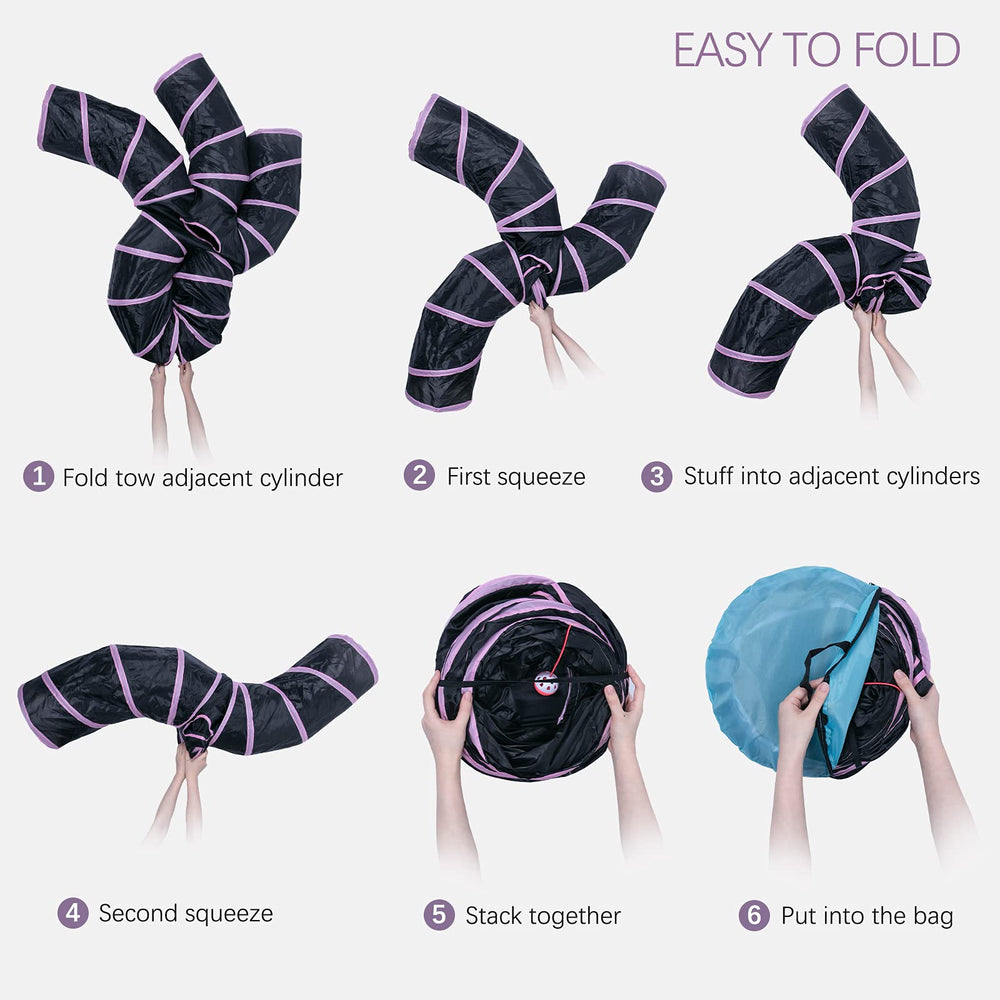 EGETOTA soft polyester tunnel keeps pets comfortable during hide-and-seek.