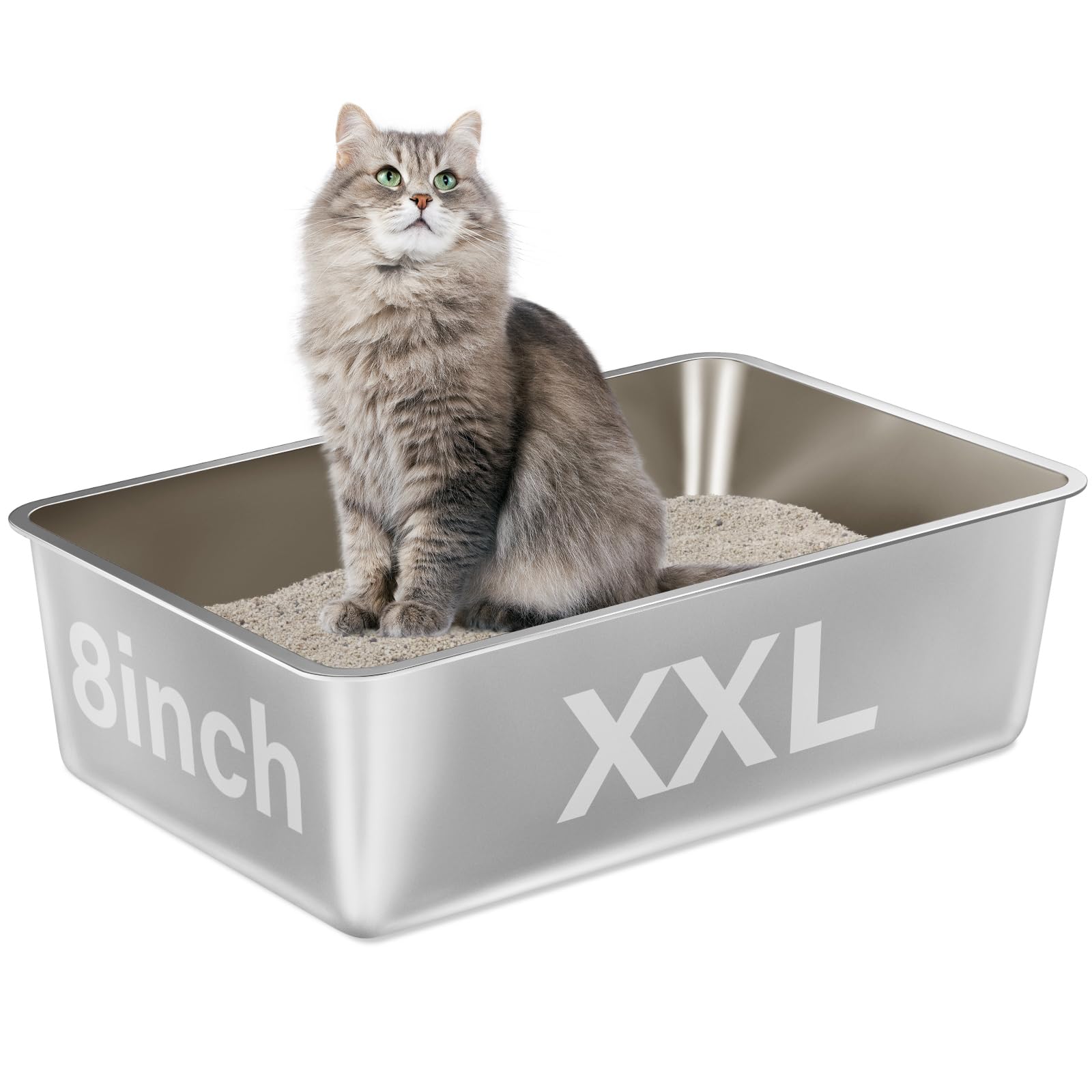 EGMEHOAD XXL stainless steel litter box with ample space for large cats