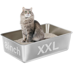 EGMEHOAD XXL stainless steel litter box with ample space for large cats