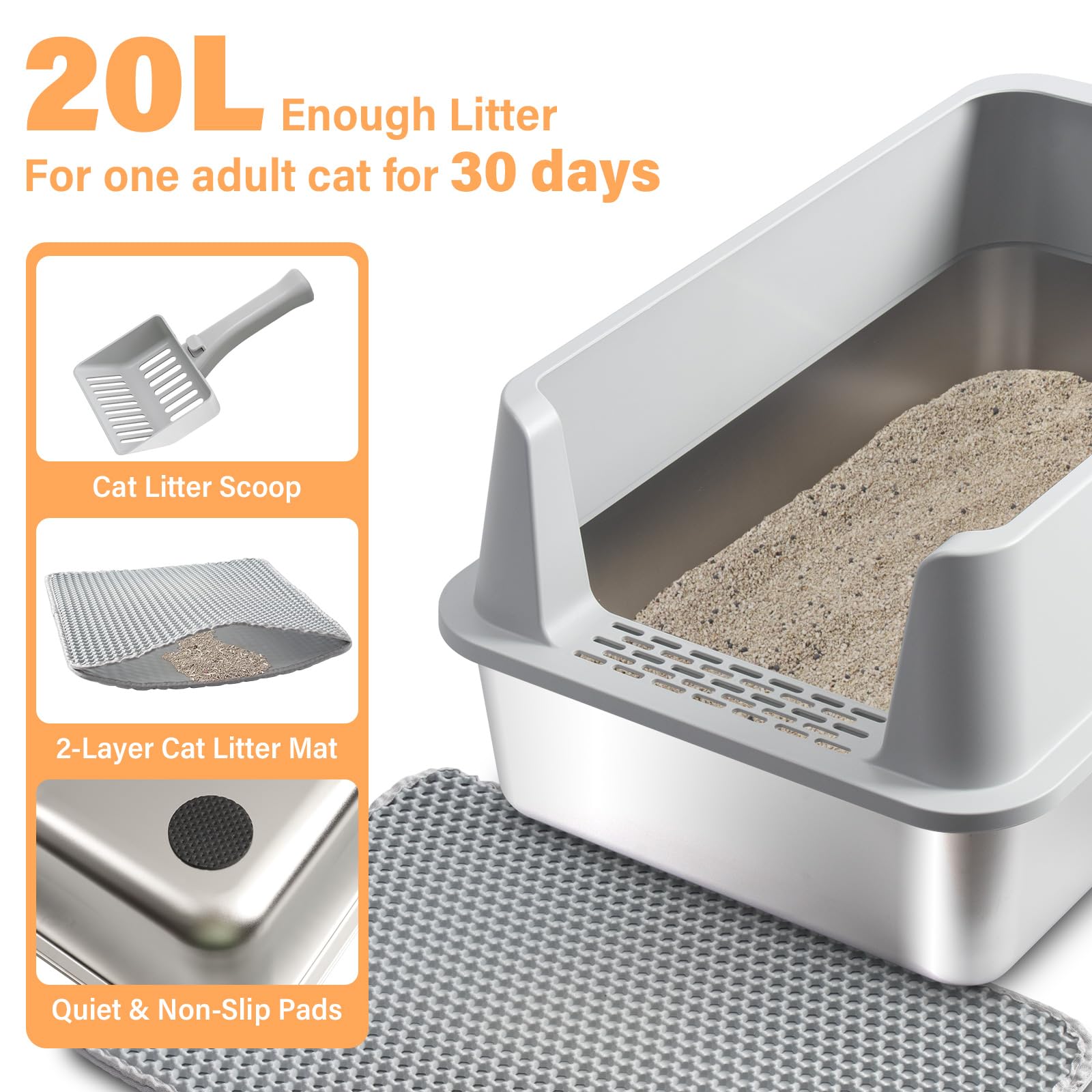EGMEHOAD mat and scoop included for easy cleanup and reduced tracking