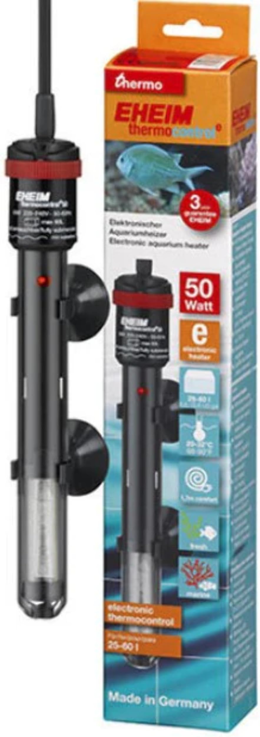 EHEIM Thermocontrol e50 heater maintaining stable temperature in freshwater and marine tanks