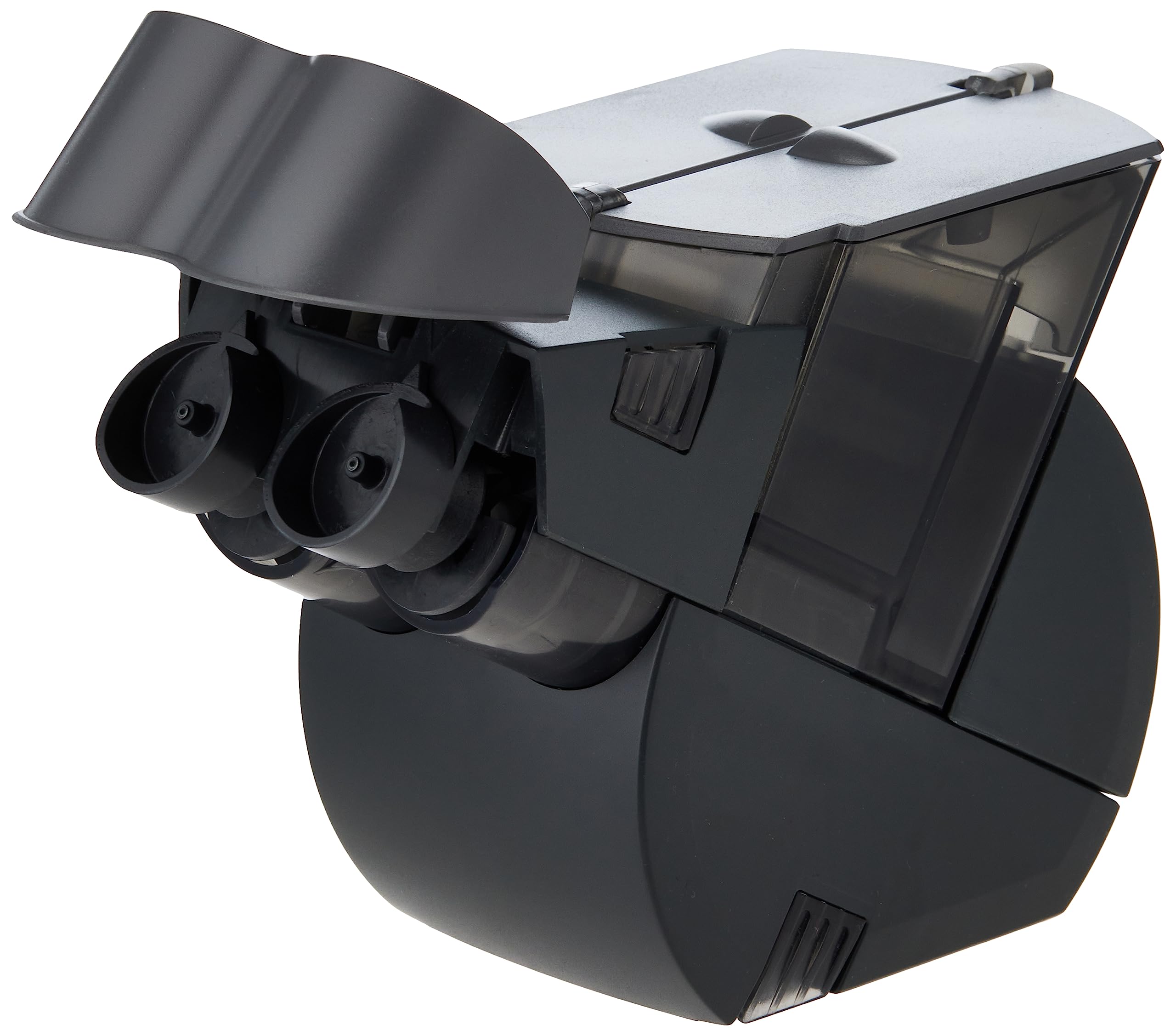 EHEIM Twin Automatic Feeder shows dual chambers and random feeding for natural patterns.