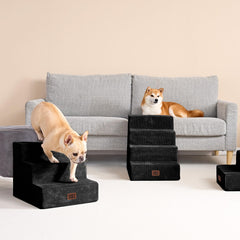 EHEYCIGA 3-step dog stairs with anti-slip base for stability.