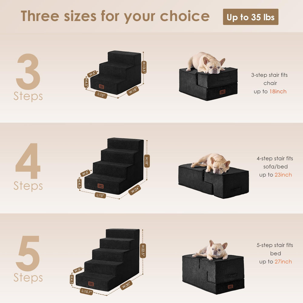 EHEYCIGA 3-step dog stairs folded into a portable bed.