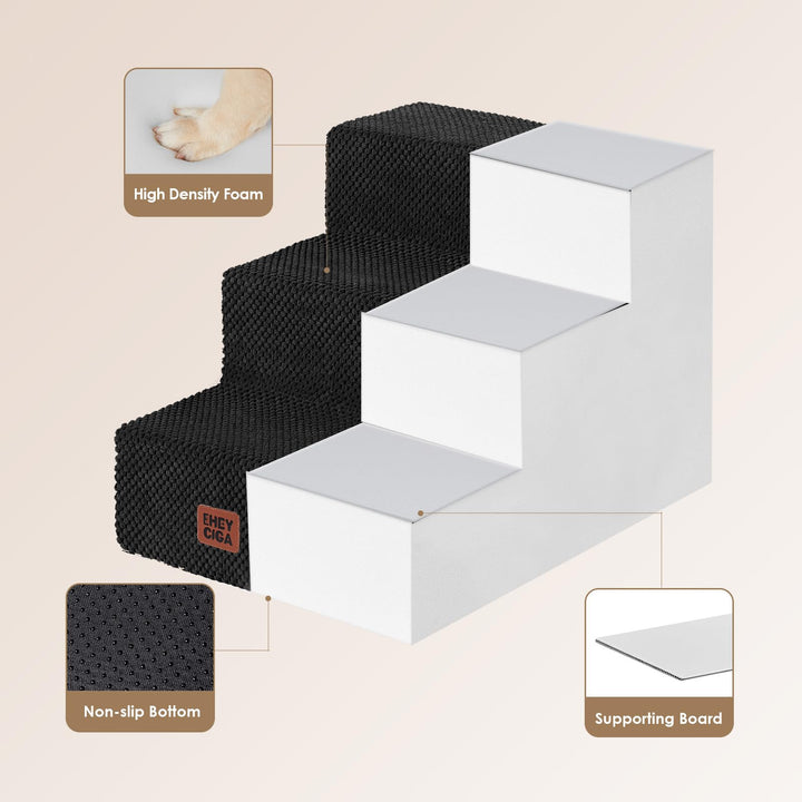 EHEYCIGA 3-step dog stairs on sofa, easy access for pets.