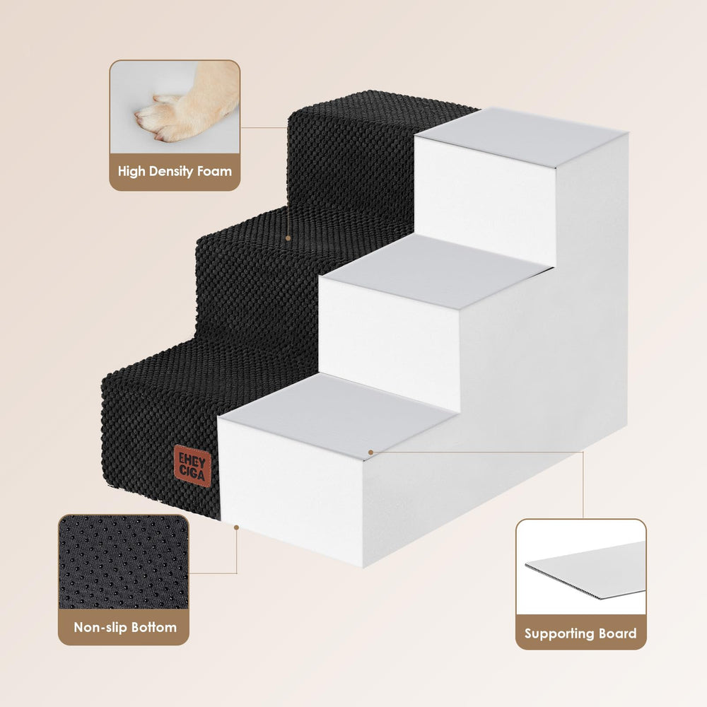 EHEYCIGA 3-step dog stairs on sofa, easy access for pets.