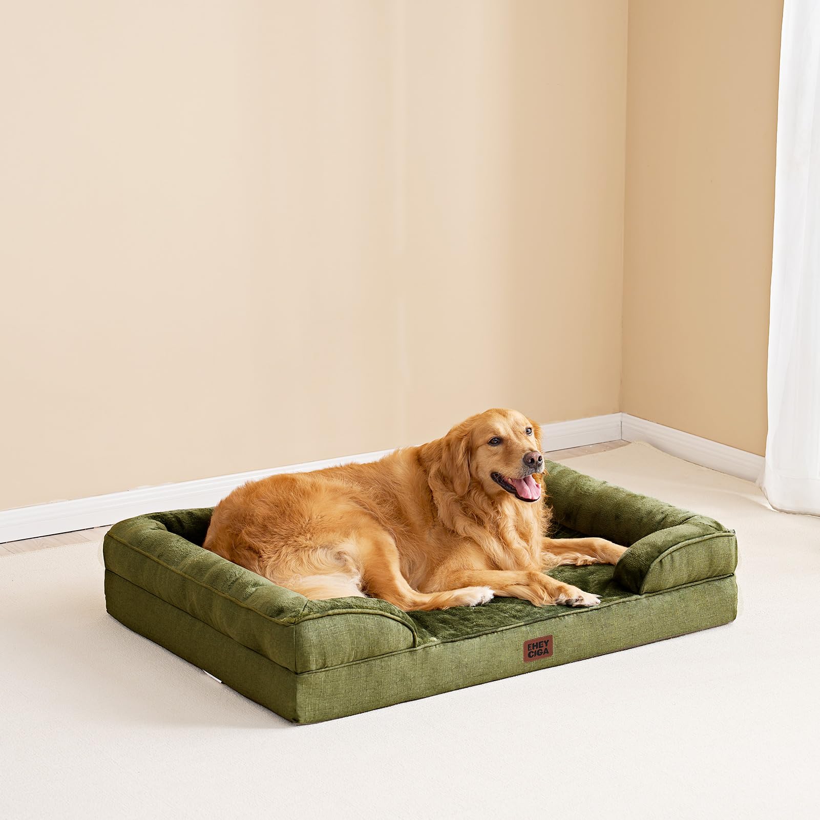 EHEYCIGA olive green bed design enhances home decor