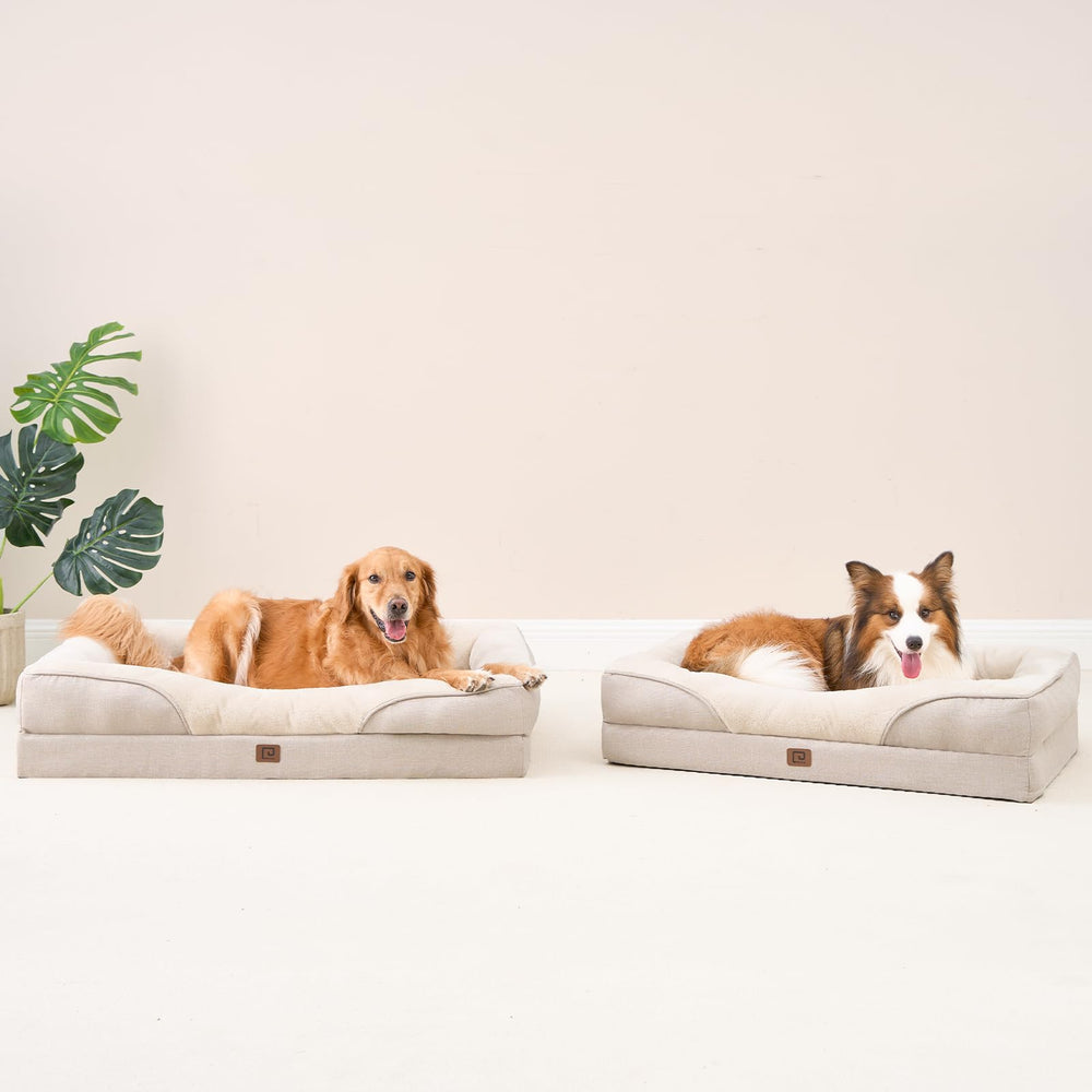 EHEYCIGA beige, durable sofa-style dog bed for a calm living space