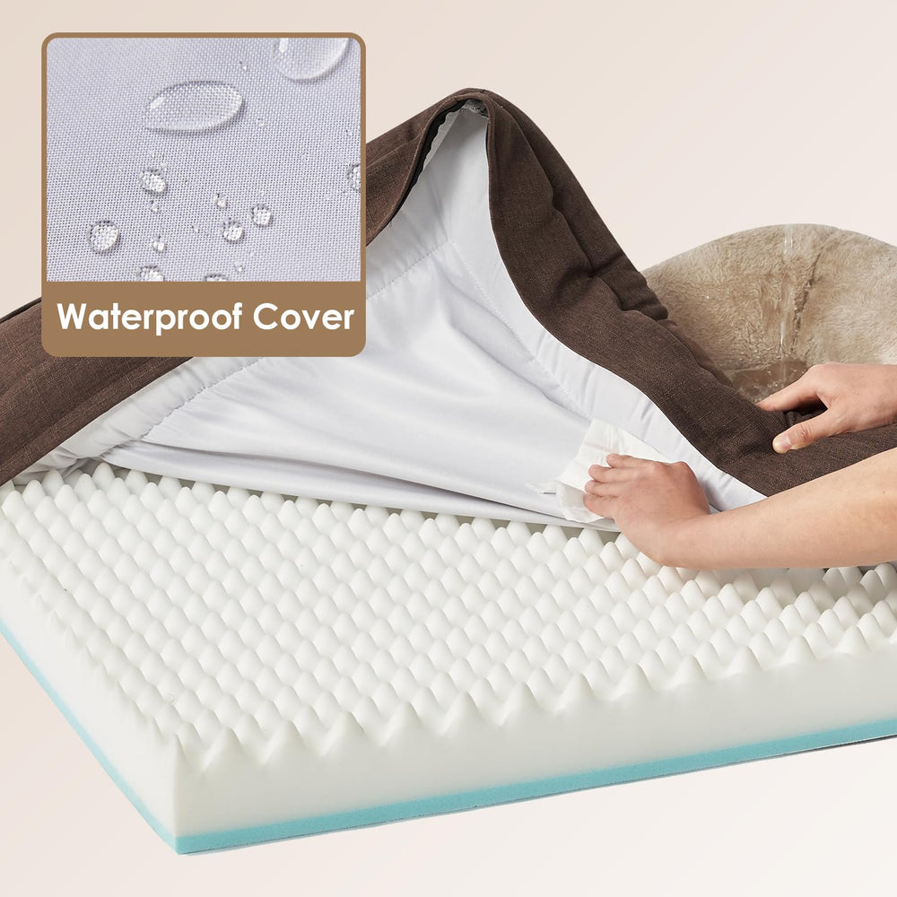 EHEYCIGA bolster dog sofa design provides neck and head cradling.