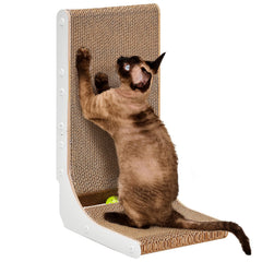 EHEYCIGA cardboard cat scratcher with 19-inch L-shape protects furniture while entertaining cats