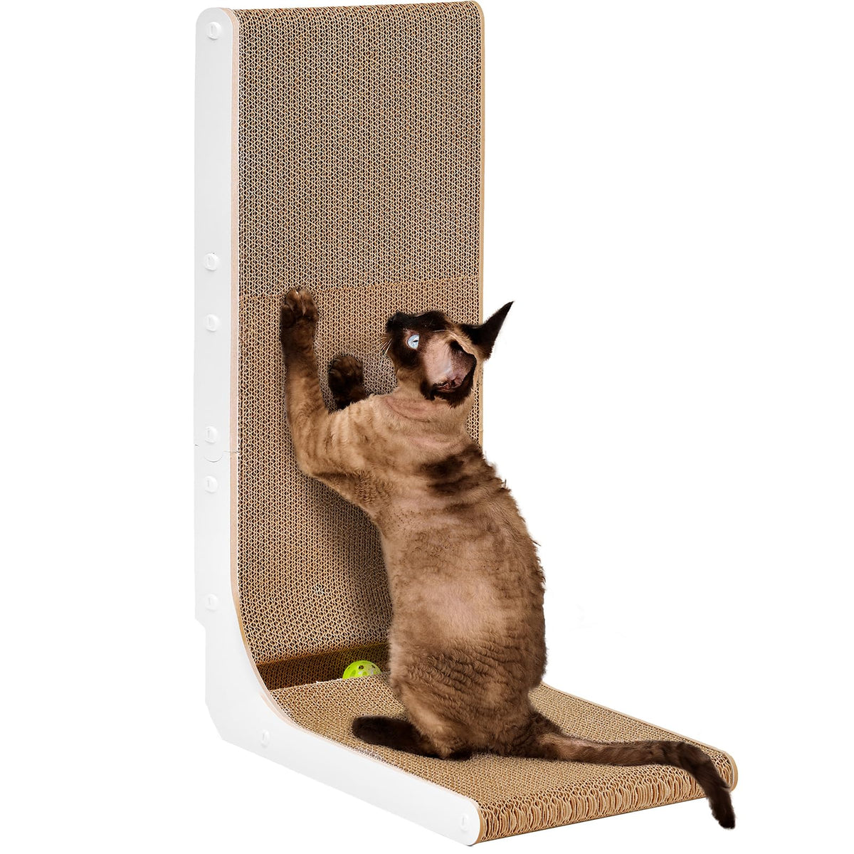 EHEYCIGA cardboard cat scratcher with L-shape vertical design protects furniture.