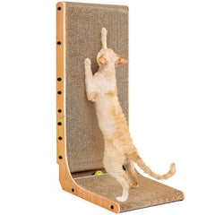 EHEYCIGA 32-inch L-shaped cardboard cat scratcher front view for furniture protection