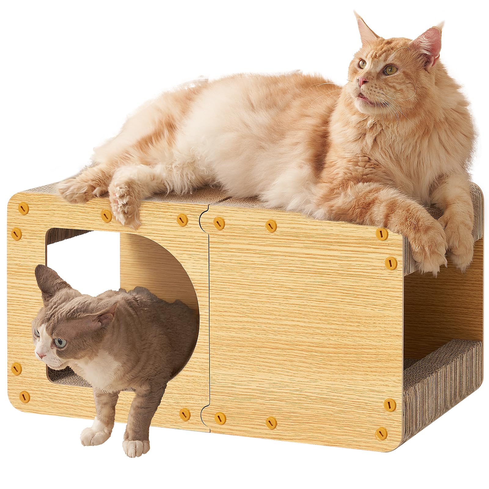 EHEYCIGA cardboard cat scratcher house 23inch, ideal for indoor scratching and lounging.