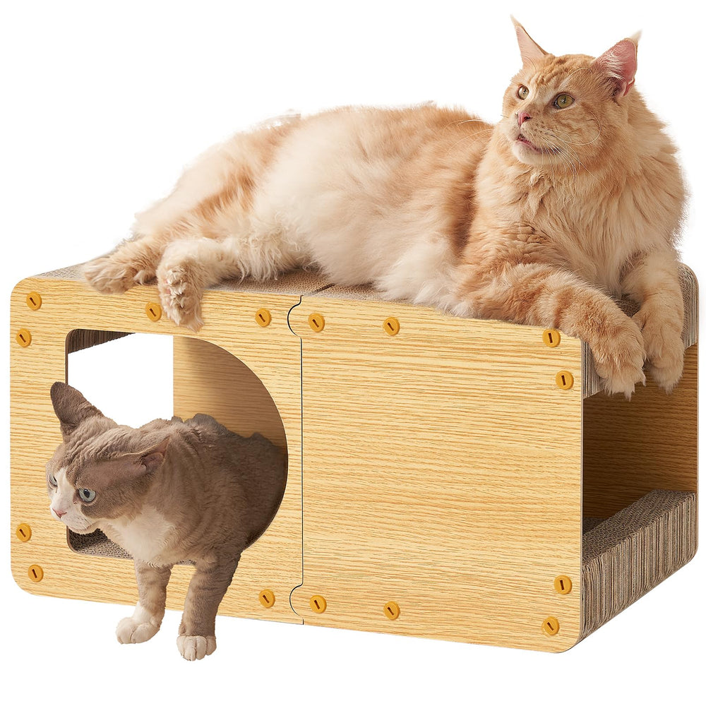 EHEYCIGA cardboard cat scratcher house 23inch, ideal for indoor scratching and lounging.