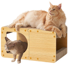 EHEYCIGA cardboard cat scratcher house 23inch, ideal for indoor scratching and lounging.