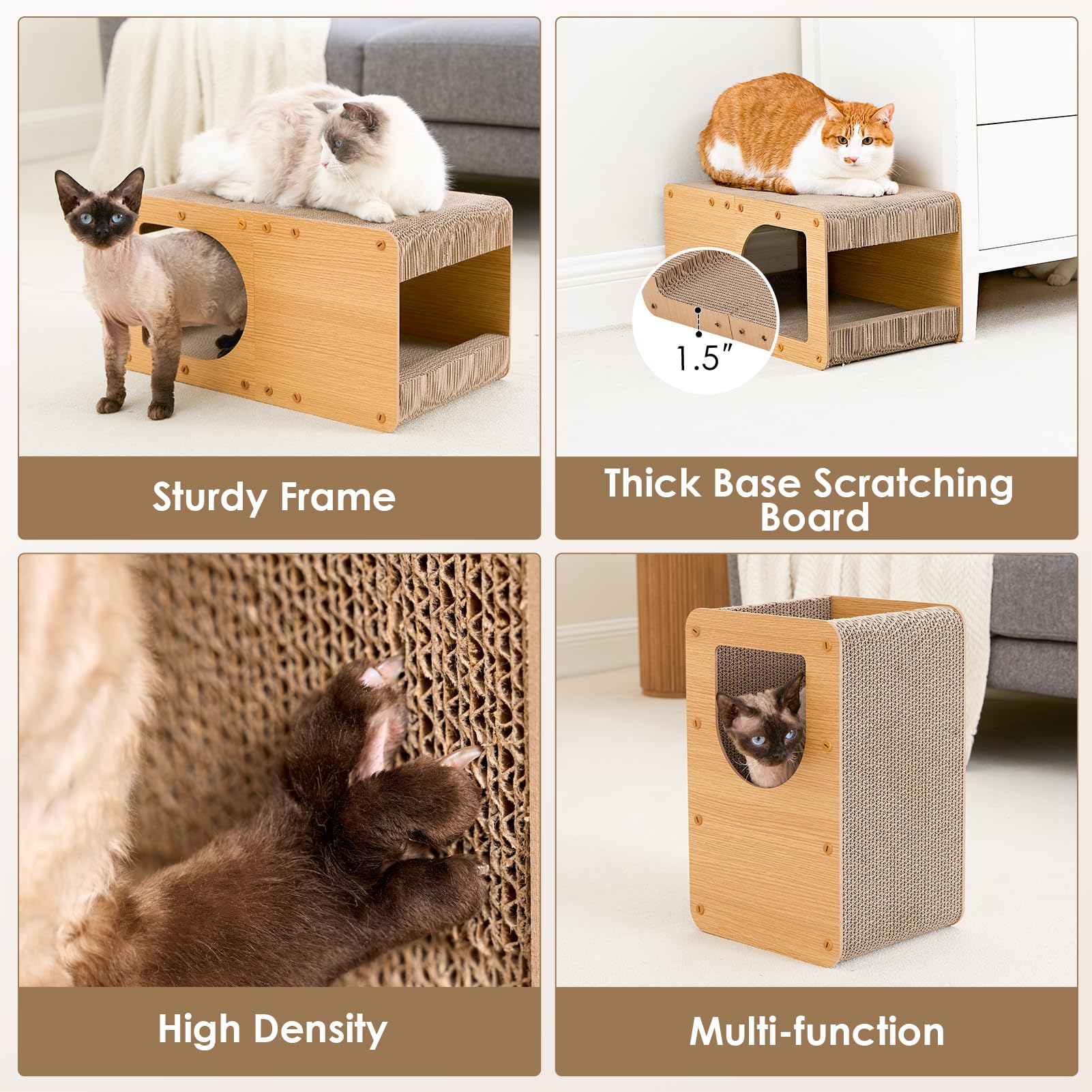 EHEYCIGA cardboard cat scratcher house assembly steps ensure quick setup.